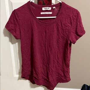 CHRLDR Women's Short Sleeve Scoop Neck Tee in Wine Burgundy size xs worn once